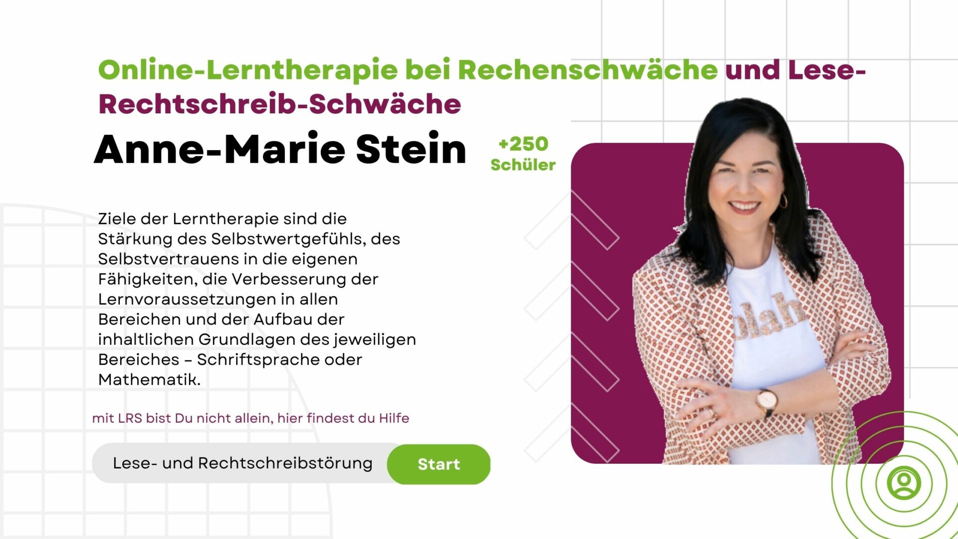 Anne-Marie Stein - Online-Lerntherapie bei Rechenschwäche und Lese-Rechtschreib-Schwäche