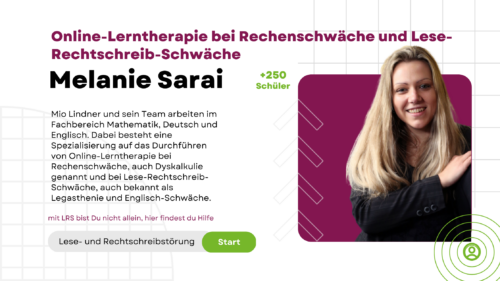 Melanie Sarai - Online-Lerntherapie bei Rechenschwäche und Lese-Rechtschreib-Schwäche