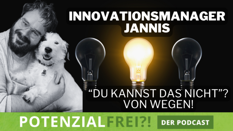 Jannis Klapetz mit Hund mit dem Titel Innovationsmanager Jannis, Untertitel: Du kannst das nicht? Von wegen